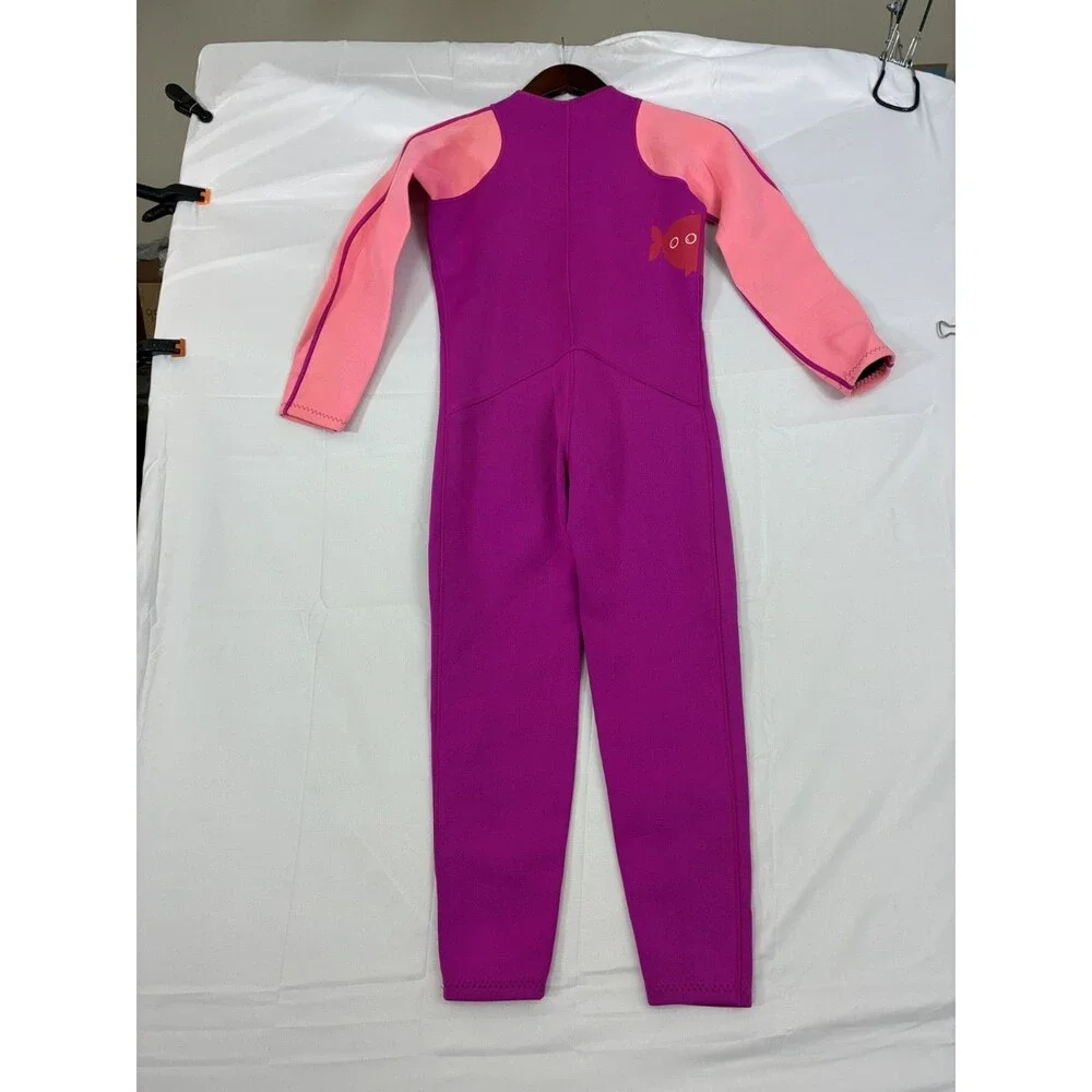 Roxy Girls Full Wetsuit Pink Purple Long Sleeve Back Zip Neoprene Surf Swim
